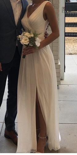 David's Bridal White Size 0 Summer Side slit Dress on Queenly