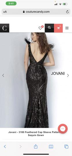 Jovani Black Size 18 Plus Size Feather Mermaid Dress on Queenly