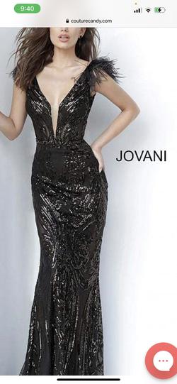 Jovani Black Size 18 Plus Size Feather Mermaid Dress on Queenly