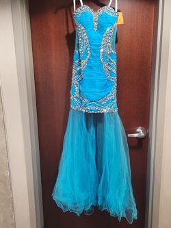 Style 6453 Partytime Formals Blue Size 0 Homecoming Prom Straight Dress on Queenly