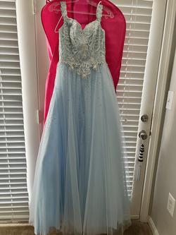 Jovani Light Blue Size 0 Tulle Ball gown on Queenly