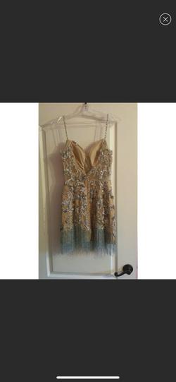 Mac Duggal Nude Size 2 Euphoria Party Sequined Light Blue Cocktail Dress on Queenly