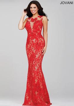 Jovani Red Size 4 Sequin Straight Dress on Queenly