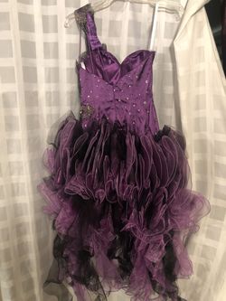 Panoply Purple Size 6 Embroidery Homecoming Feather Mermaid Dress on Queenly