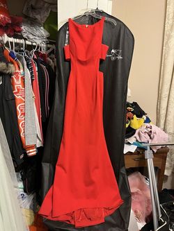 Sherri Hill Bright Red Size 4 High Neck Cut Out A-line Dress on Queenly