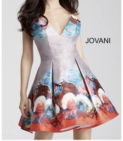 Jovani Multicolor Size 4 Floral Homecoming Midi Cocktail Dress on Queenly