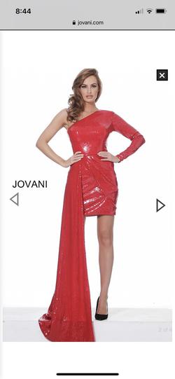 Jovani Red Size 8 Bodycon One Shoulder Cocktail Dress on Queenly