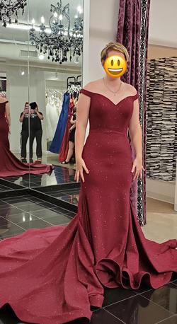 Jovani Red Size 12 Fitted Burgundy Pageant Mermaid Dress on Queenly