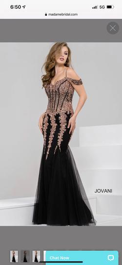 Jovani Black Size 18 Jewelled Rose Gold Mermaid Dress on Queenly