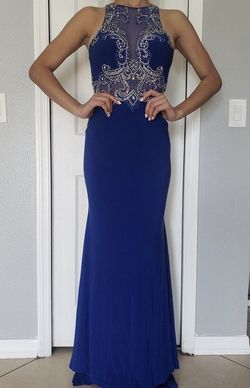 Camille La Vie Blue Size 6 Floor Length Prom Mermaid Dress on Queenly