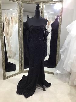 Stacie A Atelier Black Size 6 Floor Length Side slit Dress on Queenly