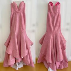 Vienna Pink Size 6 Train Strapless Ruffles Prom Mermaid Dress on Queenly