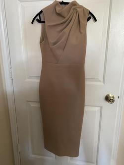 Mossman Nude Size 4 Sunday Midi Wedding Guest Cocktail Dress on Queenly