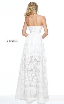 Style 50878 Sherri Hill White Size 00 Sheer Strapless Black Straight Dress on Queenly