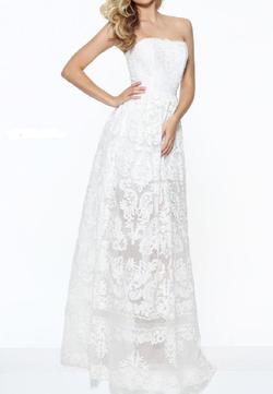 Style 50878 Sherri Hill White Size 4 Sheer Strapless Straight Dress on Queenly