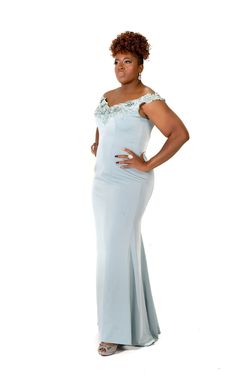 Style Eva Socialite Fashions Blue Size 16 Free Shipping Prom Mermaid Dress on Queenly
