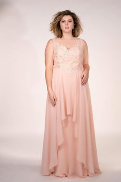 Style Genesis Socialite Fashions Pink Size 14 Floor Length Bridesmaid Plus Size Military A-line Dress on Queenly