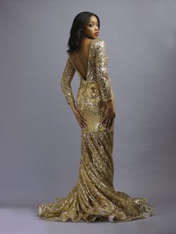 Style Jodan Socialite Fashions Gold Size 6 Pageant Tall Height Prom Mermaid Dress on Queenly