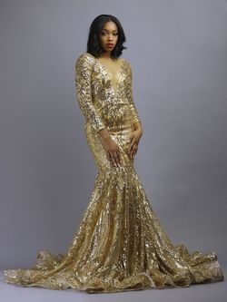 Style Jodan Socialite Fashions Gold Size 6 Pageant Tall Height Prom Mermaid Dress on Queenly