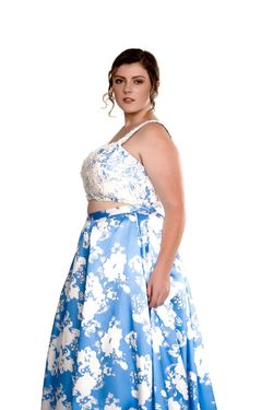 Style Jada Socialite Fashions Blue Size 16 Prom Print A-line Dress on Queenly