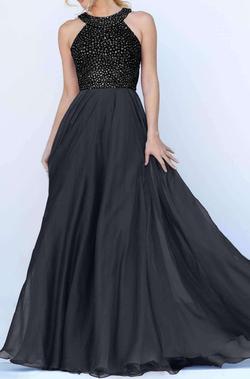 Style 50615 Sherri Hill Black Size 4 Fitted Sheer Straight Dress on Queenly