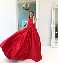 Style 53573 Sherri Hill Red Size 18 High Neck Fitted A-line Dress on Queenly