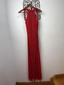Primavera Red Size 00 Holiday Fully-beaded Prom Side slit Dress on Queenly