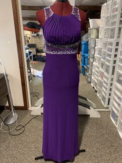 Morgan and Co Purple Size 4 Floor Length Medium Height 70 Off Jersey Mermaid Dress on Queenly