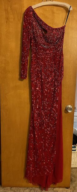 Sherri Hill Red Size 6 Pattern Jewelled Straight Dress on Queenly