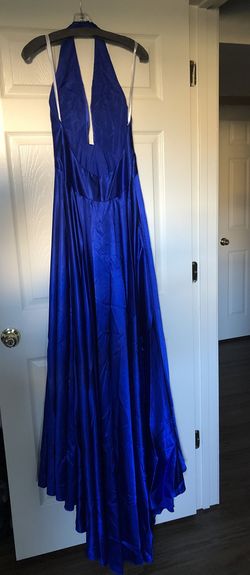Sherri Hill Blue Size 00 Plunge Sorority Formal Floor Length Ball gown on Queenly