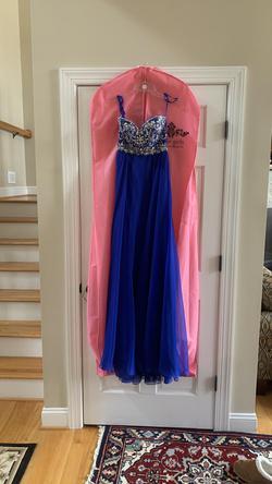 Night Moves Royal Blue Size 0 Black Tie Beaded Top Straight Dress on Queenly