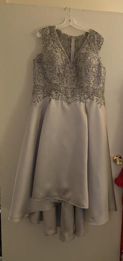 MGNY Silver Size 16 Grey A-line Dress on Queenly