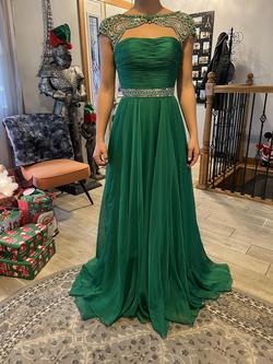 Sherri Hill Green Size 2 Tall Height Boat Neck Prom Straight Dress on Queenly