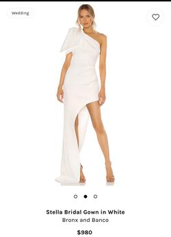 Bronx and Banco White Size 0 Wedding Pageant One Shoulder Side slit Dress on Queenly