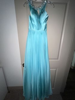 Sherri Hill Blue Size 0 Black Tie Keyhole A-line Dress on Queenly