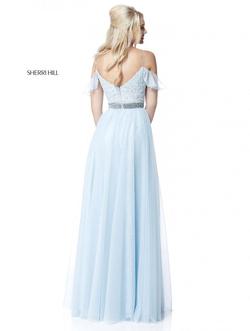 Style 51656 Sherri Hill Blue Size 4 Tall Height Side slit Dress on Queenly