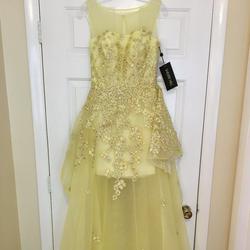 Sherri Hill Yellow Size 4 Boat Neck Straight Dress on Queenly
