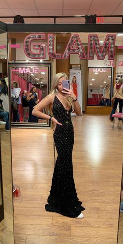 Jovani Black Size 0 Floor Length Jersey Mermaid Dress on Queenly