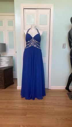 Faviana Blue Size 16 Sequin Jewelled A-line Dress on Queenly