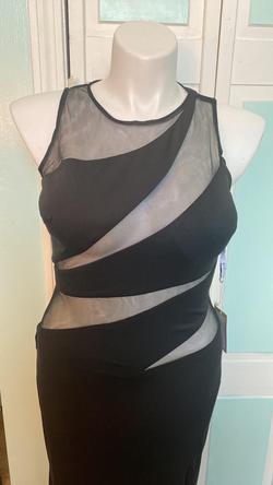 Blush Black Size 14 Sheer Cut Out Train Straight Dress on Queenly