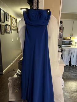 David's Bridal Blue Size 4 Military Straight Dress on Queenly