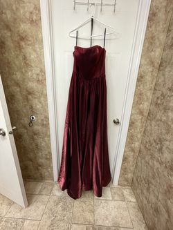 Jovani Red Size 12 Floor Length Pageant Burgundy Plus Size Train Dress on Queenly