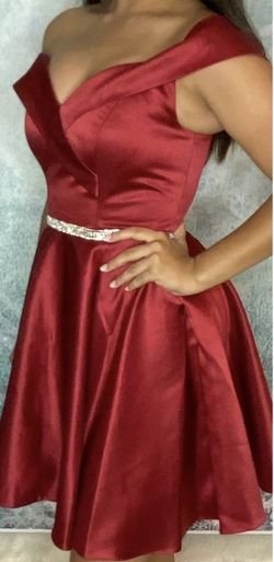 Cinderella Devine Red Size 4 Belt Silk A-line Dress on Queenly