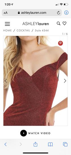 Ashley Lauren Red Size 0 Jersey Shiny Holiday Cocktail Dress on Queenly