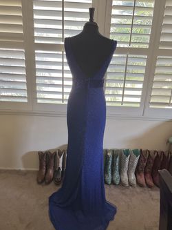 Mac Duggal Blue Size 6 Tall Height Train Floor Length Mermaid Dress on Queenly