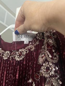 Sherri Hill Red Size 10 Fully-beaded Burgundy A-line Dress on Queenly