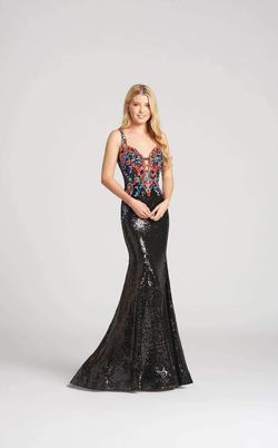 Style 118026 Ellie Wilde Black Size 8 Tall Height Mermaid Dress on Queenly