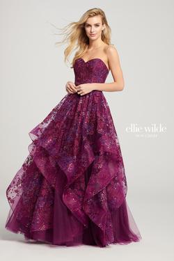 Style 119033 Ellie Wilde Purple Size 8 Tall Height Ball gown on Queenly