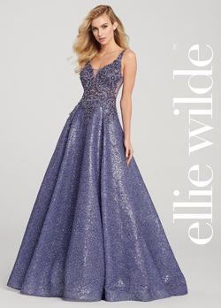 Style 119128 Ellie Wilde Purple Size 8 Tall Height Ball gown on Queenly