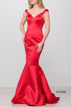 Style 40720 Jovani Red Size 4 Tall Height Mermaid Dress on Queenly